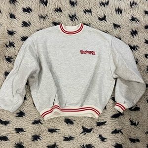 MADHAPPY 🙃Grey Crewneck Sweatshirt w/ Red Stripes